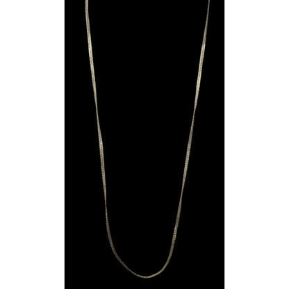 Classic Flattened Herringbone Silver Tone Chain Necklace