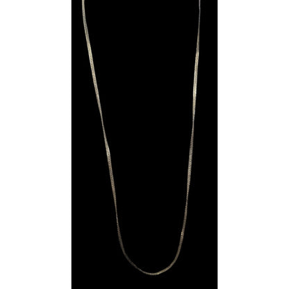 Classic Flattened Herringbone Silver Tone Chain Necklace