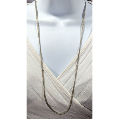 Classic Flattened Herringbone Silver Tone Chain Necklace