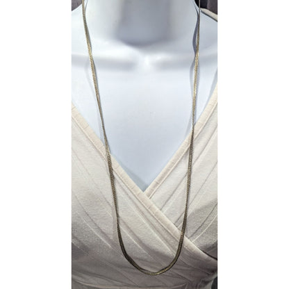 Classic Flattened Herringbone Silver Tone Chain Necklace