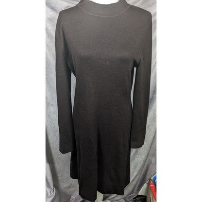 Lina Leonard Modest Long Sleeve Black Sweater Dress