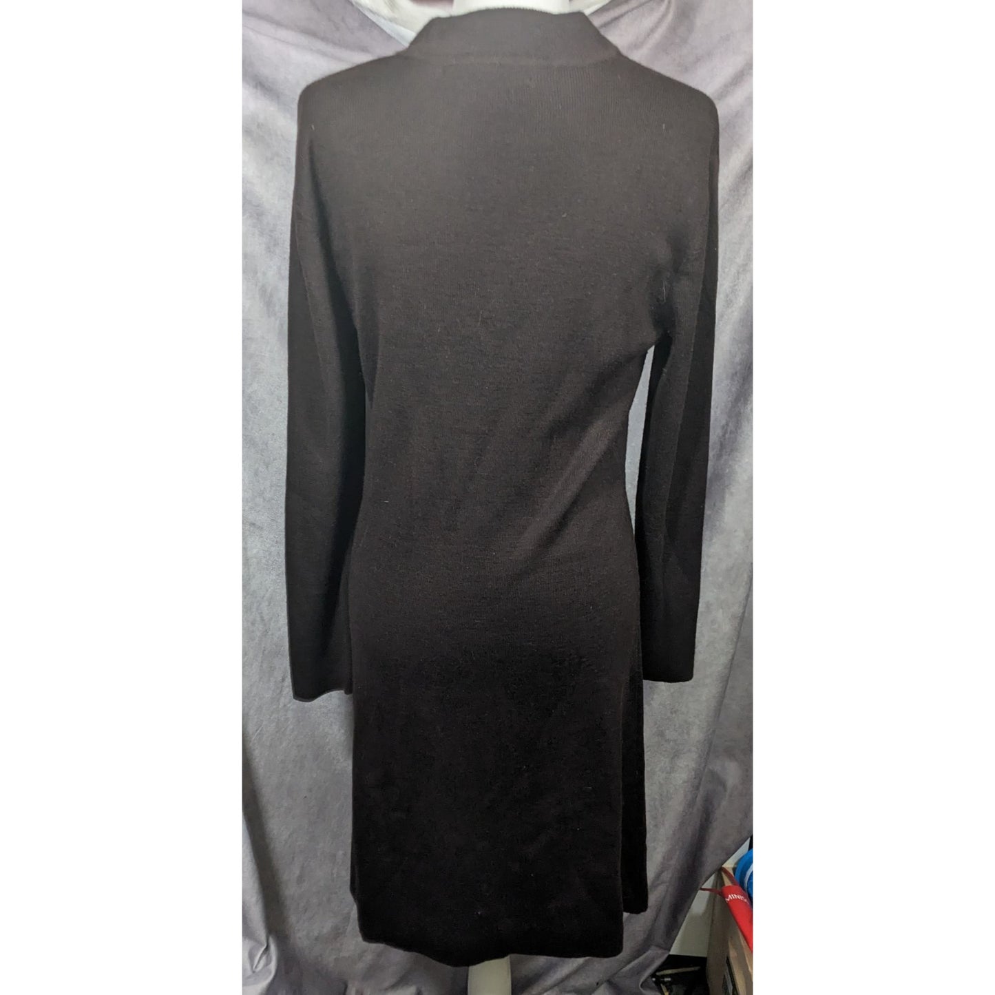 Lina Leonard Modest Long Sleeve Black Sweater Dress