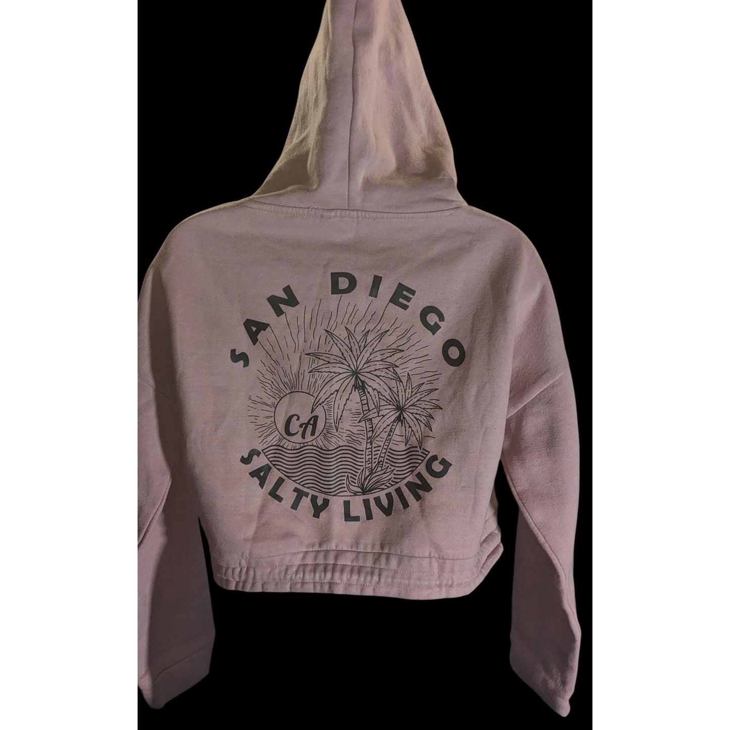 San Diego Salty Living Hoodie Pink Beach Coastal Summer Pullover