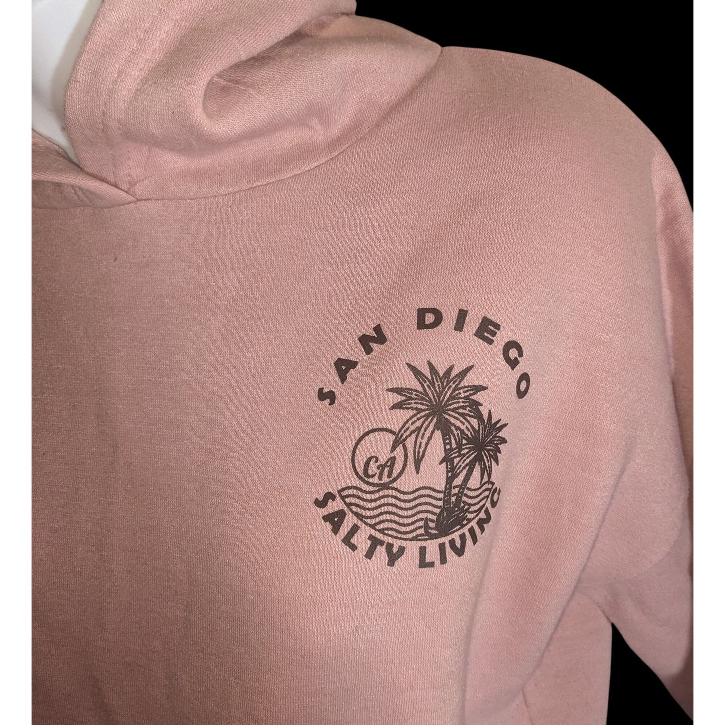San Diego Salty Living Hoodie Pink Beach Coastal Summer Pullover