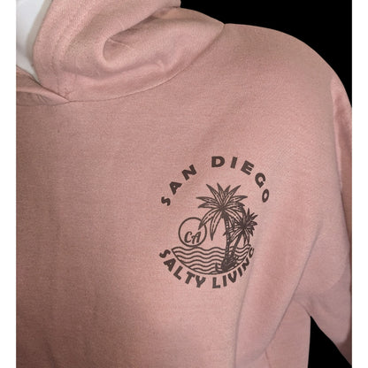 San Diego Salty Living Hoodie Pink Beach Coastal Summer Pullover