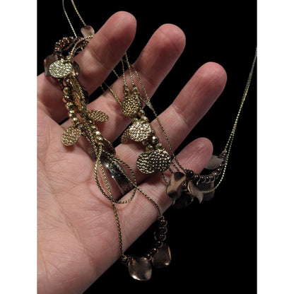 Elegant Bohemian Gold Tone Bead And Disc Charm Station Necklace