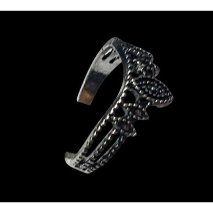 Gothic Royalty Black And Silver Tone Ring Size 6