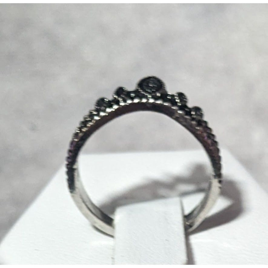 Gothic Royalty Black And Silver Tone Ring Size 6