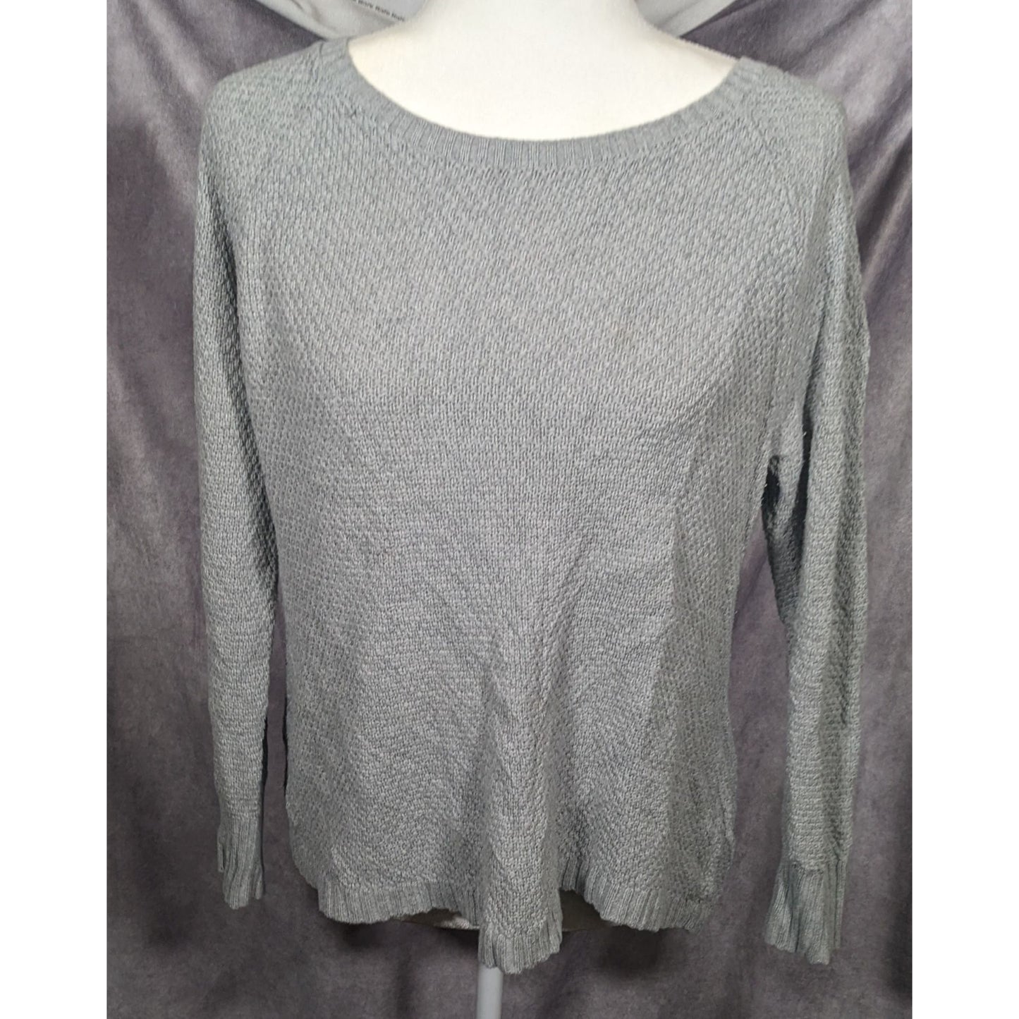 Gap Grey Preppy Cotton Pleat Back Sweater