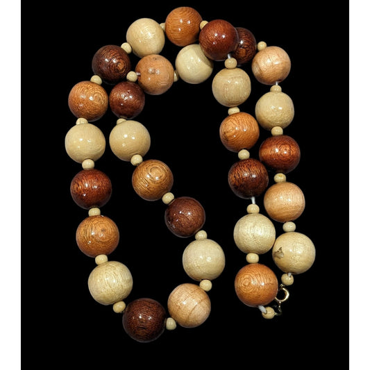 Rustic Cottagecore Polished Wood Beaded Lightweight Necklace