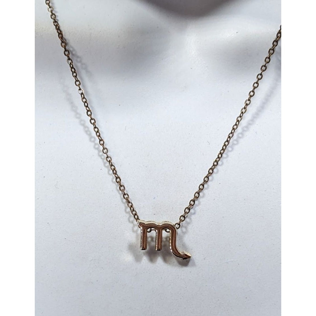 Minimalist Scorpio Zodiac Gold Tone Pendant Necklace