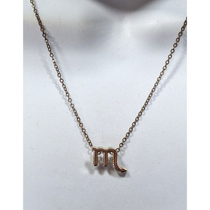 Minimalist Scorpio Zodiac Gold Tone Pendant Necklace