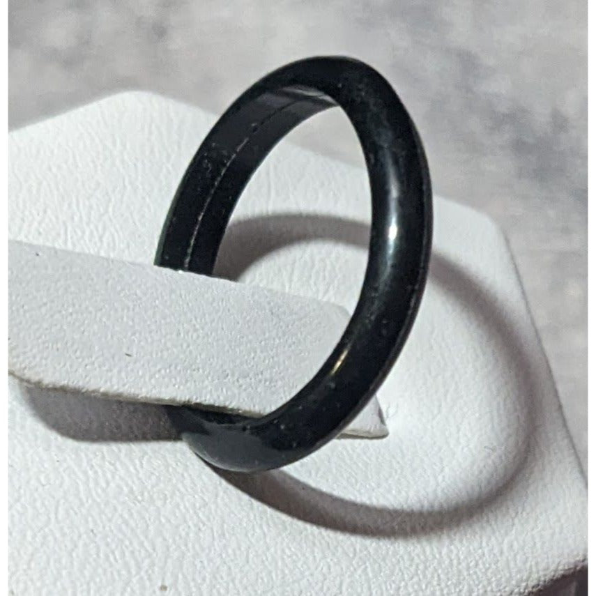 Simple Black Rubber Fashion Ring Size 6 1/4