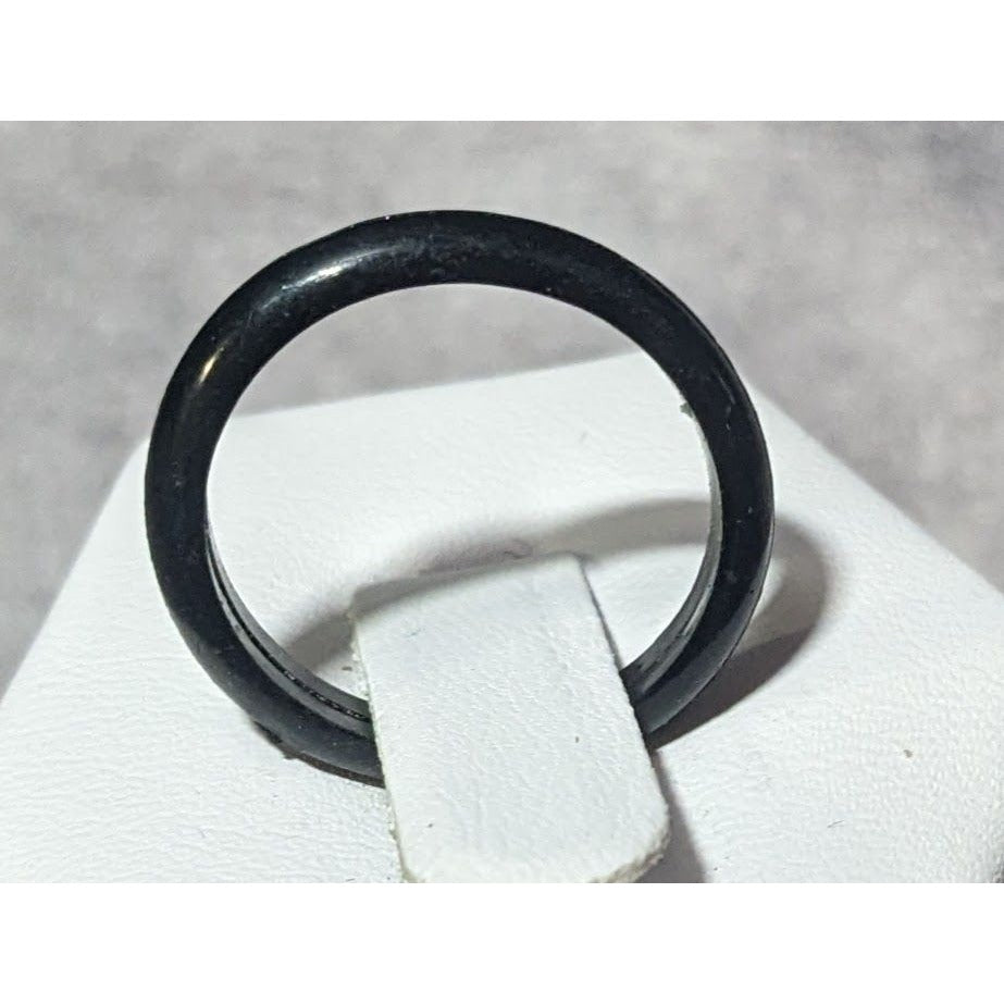 Simple Black Rubber Fashion Ring Size 6 1/4