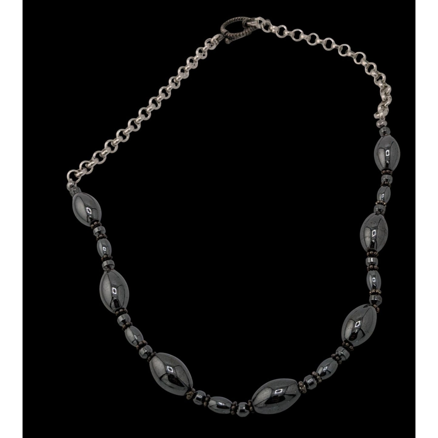 Hematite & Silver-Tone Chain Necklace With Toggle Clasp
