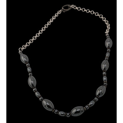Hematite & Silver-Tone Chain Necklace With Toggle Clasp