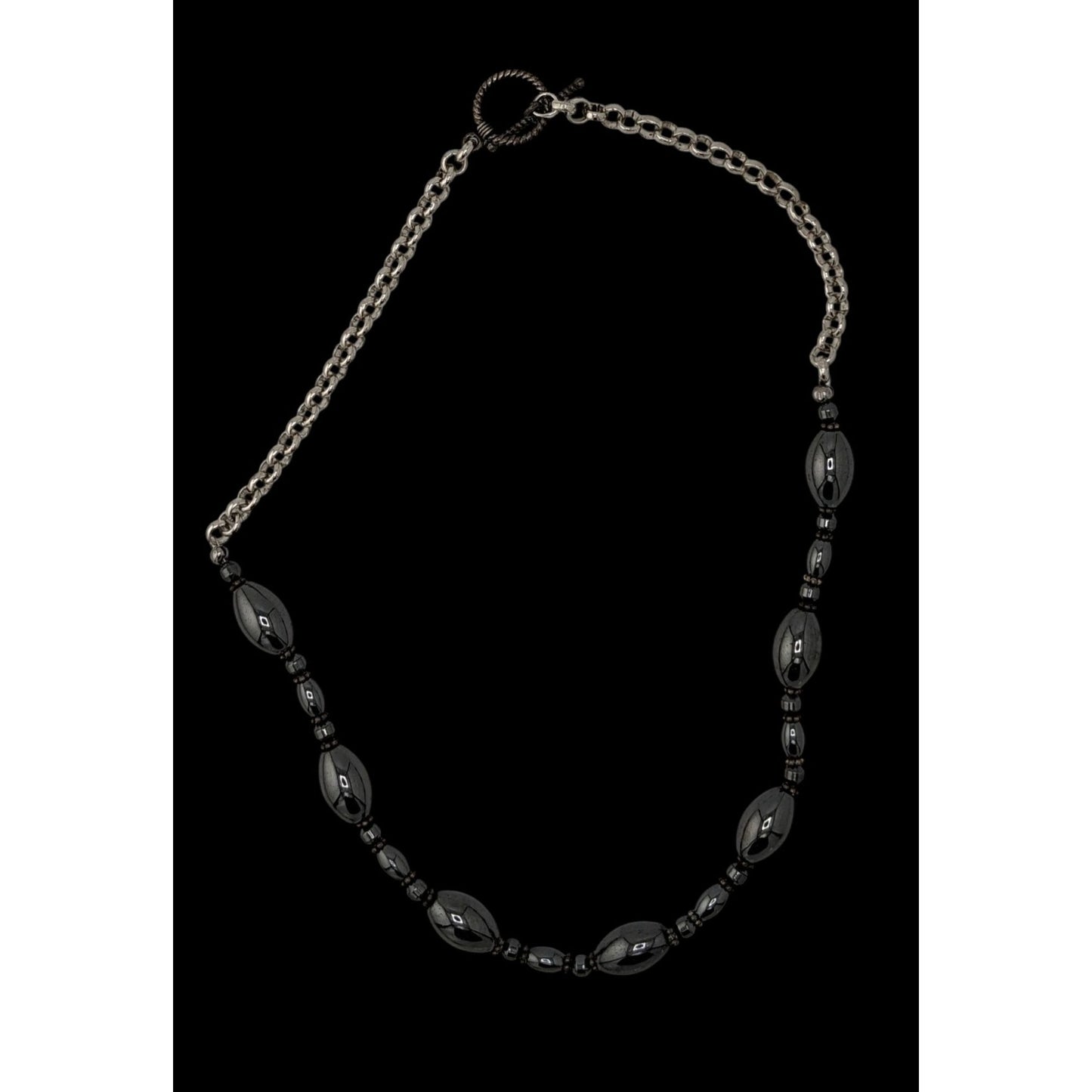 Hematite & Silver-Tone Chain Necklace With Toggle Clasp