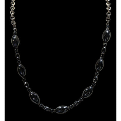 Hematite & Silver-Tone Chain Necklace With Toggle Clasp