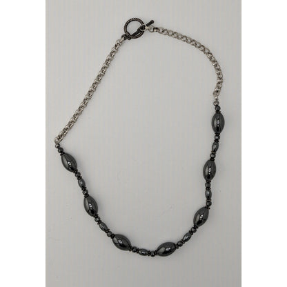 Hematite & Silver-Tone Chain Necklace With Toggle Clasp