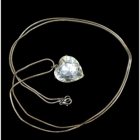 Coquette Glam Chunky Heart Gemmed Pendant Necklace