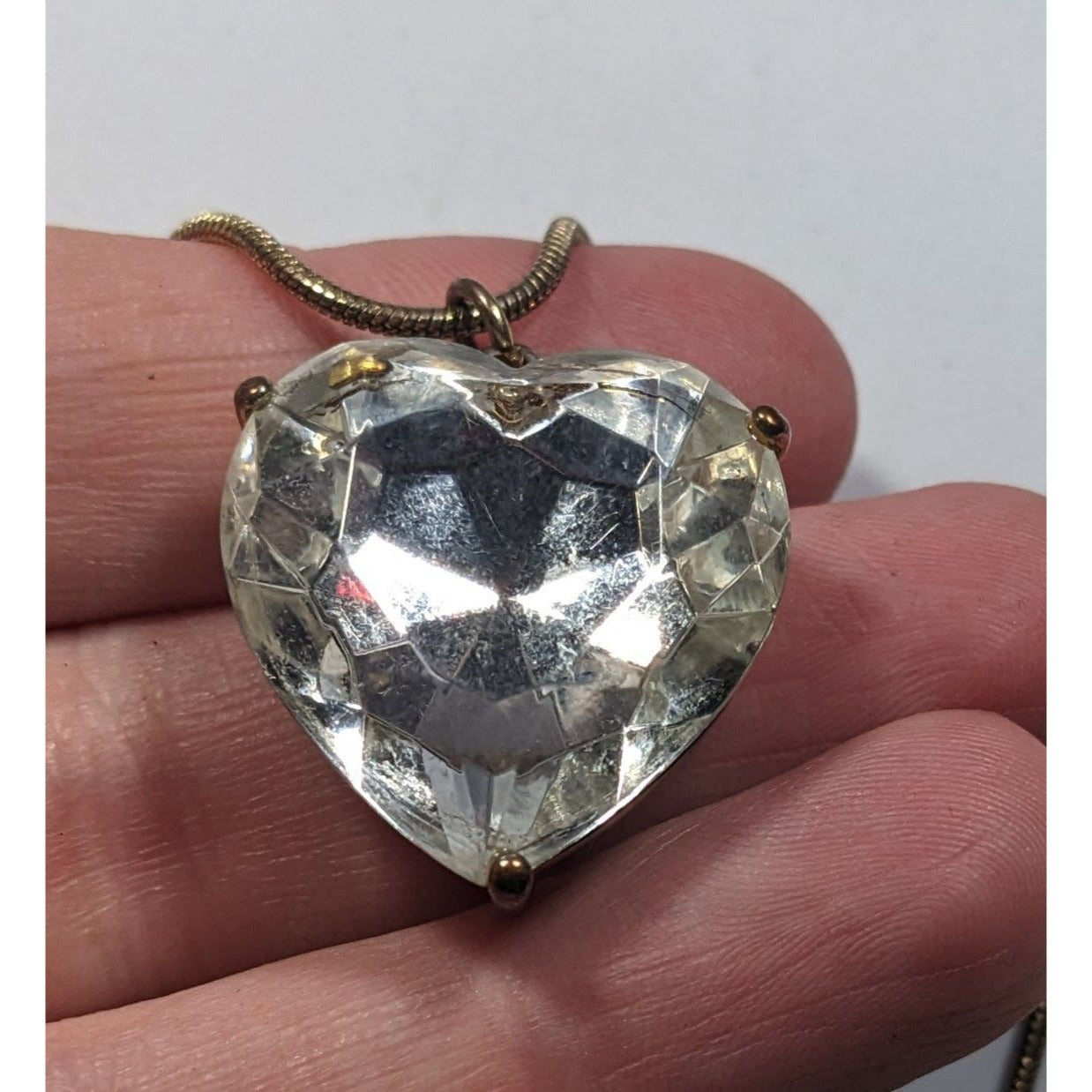 Coquette Glam Chunky Heart Gemmed Pendant Necklace