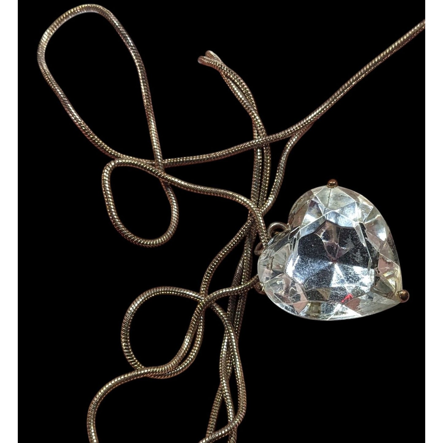 Coquette Glam Chunky Heart Gemmed Pendant Necklace