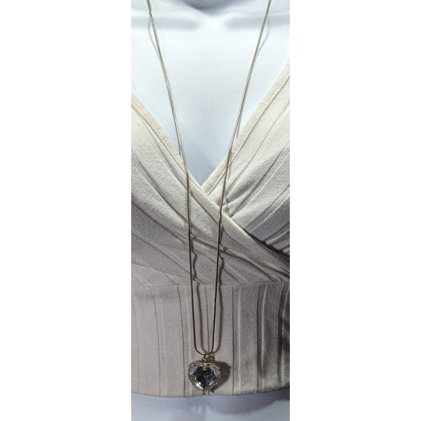 Coquette Glam Chunky Heart Gemmed Pendant Necklace