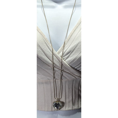 Coquette Glam Chunky Heart Gemmed Pendant Necklace