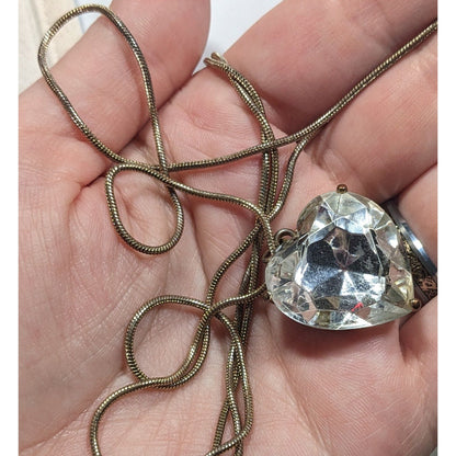 Coquette Glam Chunky Heart Gemmed Pendant Necklace