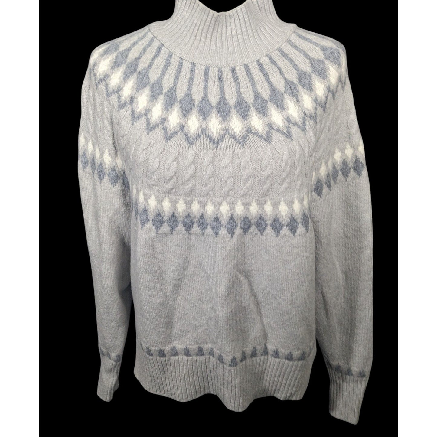 Artelier Nicole Miller Grey And White Super Soft Sweater Size Large