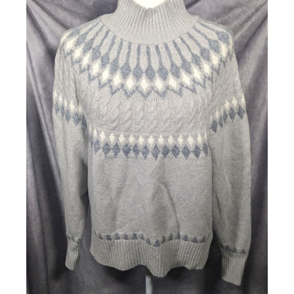 Artelier Nicole Miller Grey And White Super Soft Sweater Size Large