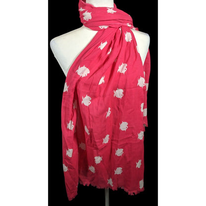 Banana Republic White And Pink Fish Scarf