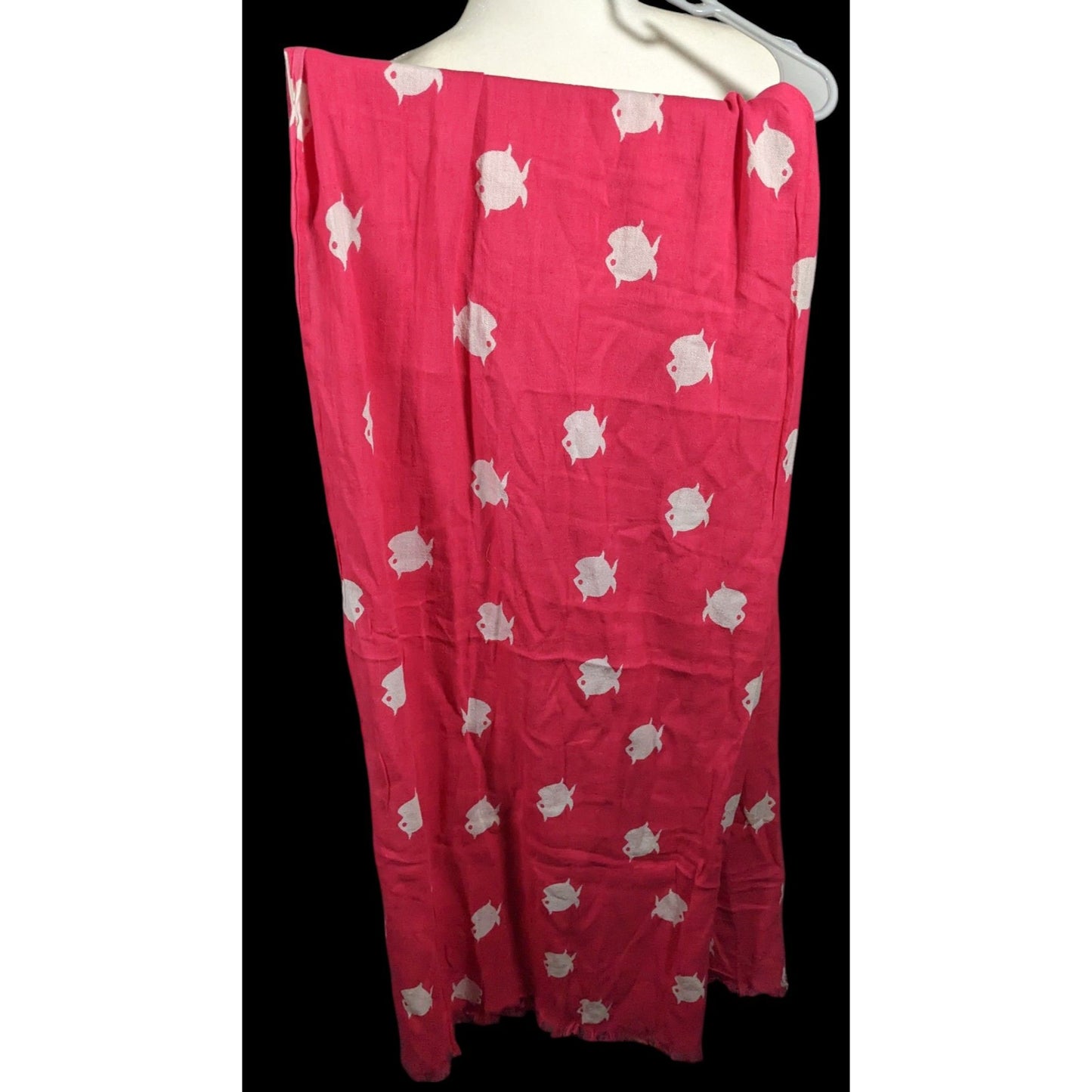 Banana Republic White And Pink Fish Scarf