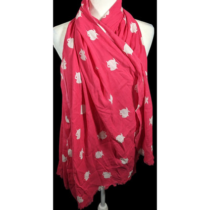 Banana Republic White And Pink Fish Scarf