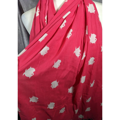 Banana Republic White And Pink Fish Scarf