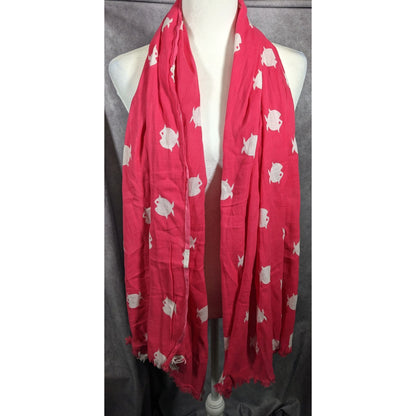 Banana Republic White And Pink Fish Scarf