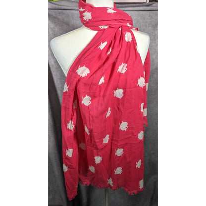 Banana Republic White And Pink Fish Scarf