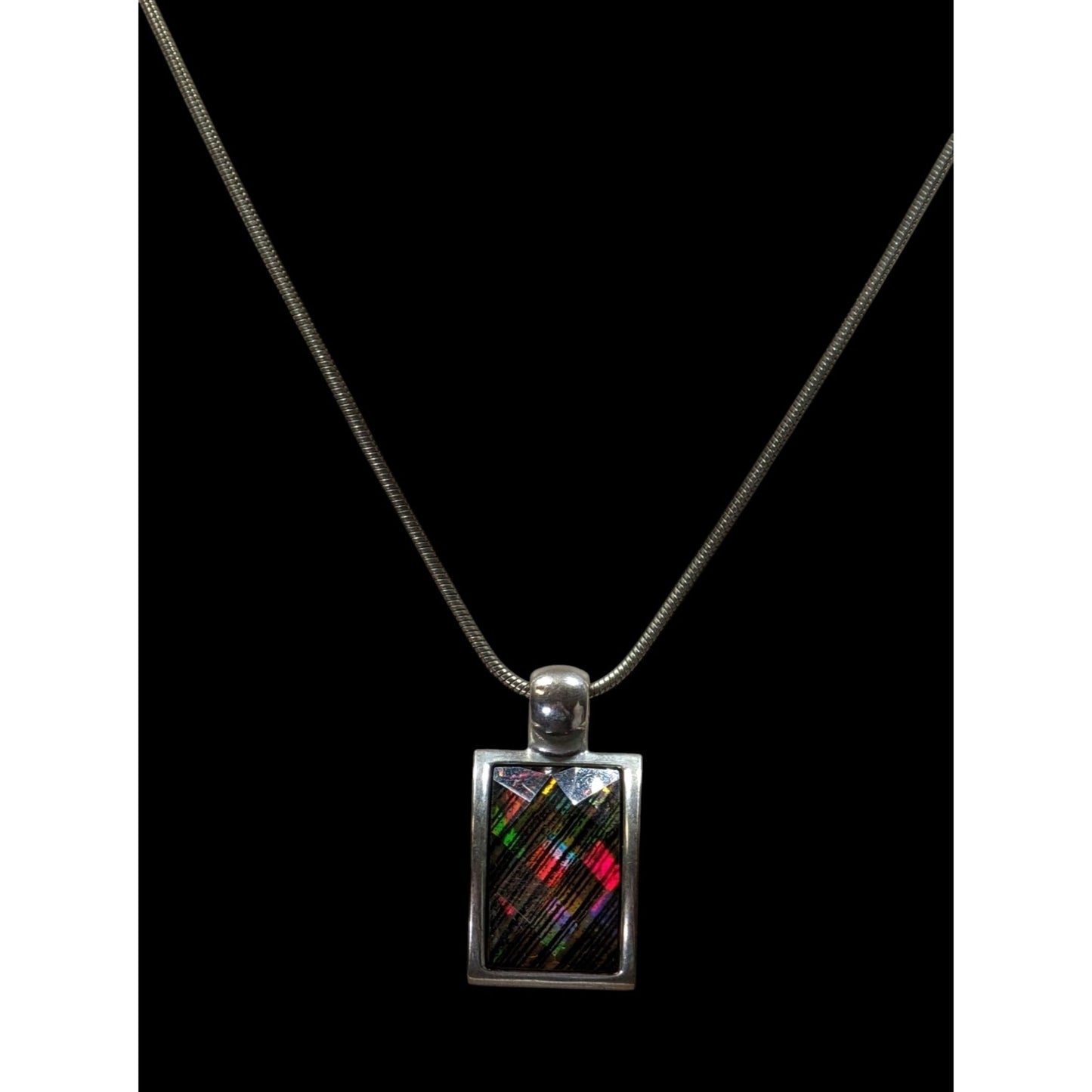 Vintage Kenneth Cole Prismatic Pendant Necklace On Silver Tone Chain