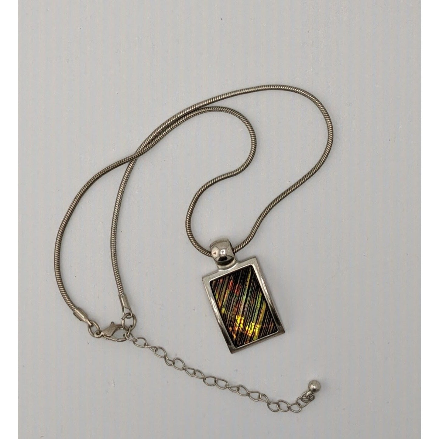 Vintage Kenneth Cole Prismatic Pendant Necklace On Silver Tone Chain