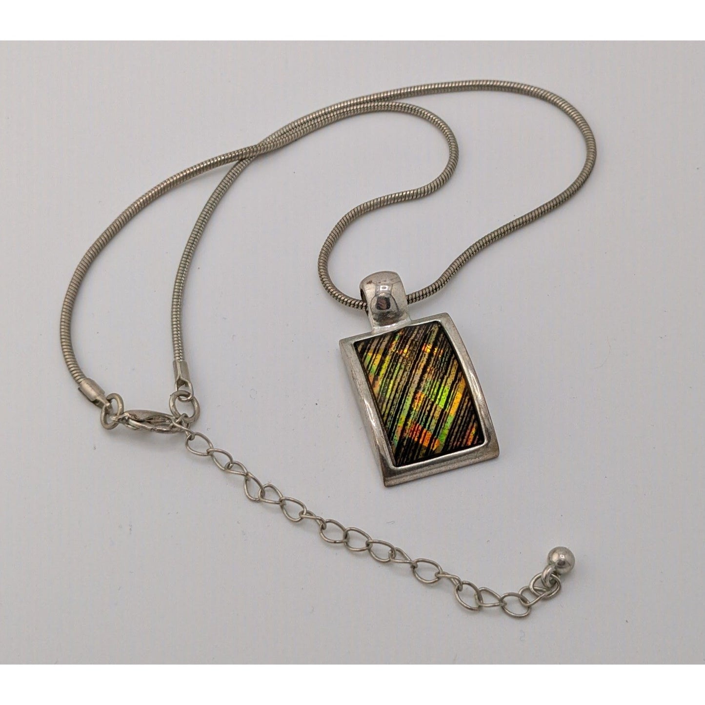 Vintage Kenneth Cole Prismatic Pendant Necklace On Silver Tone Chain