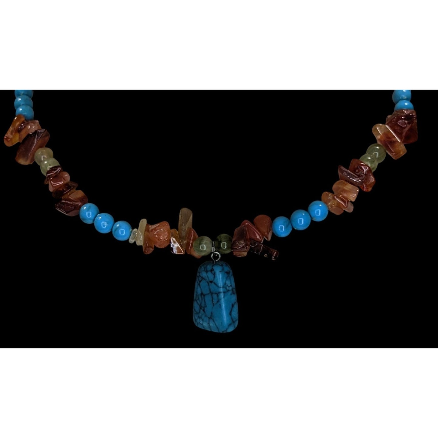 Faux Turquoise Heart Pendant Braided Cord Choker Silver Tone Western Boho Necklace