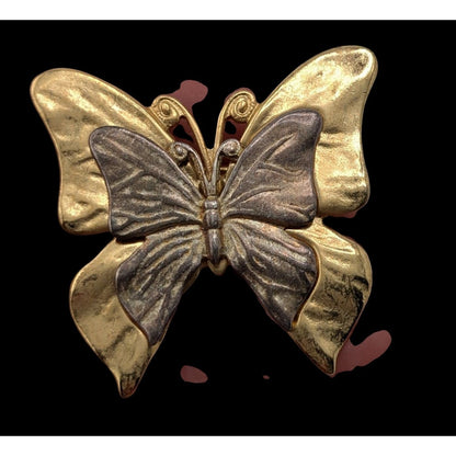 Vintage Premier Designs Butterfly Brooch Gold Silver Fairy Garden Nature Pin