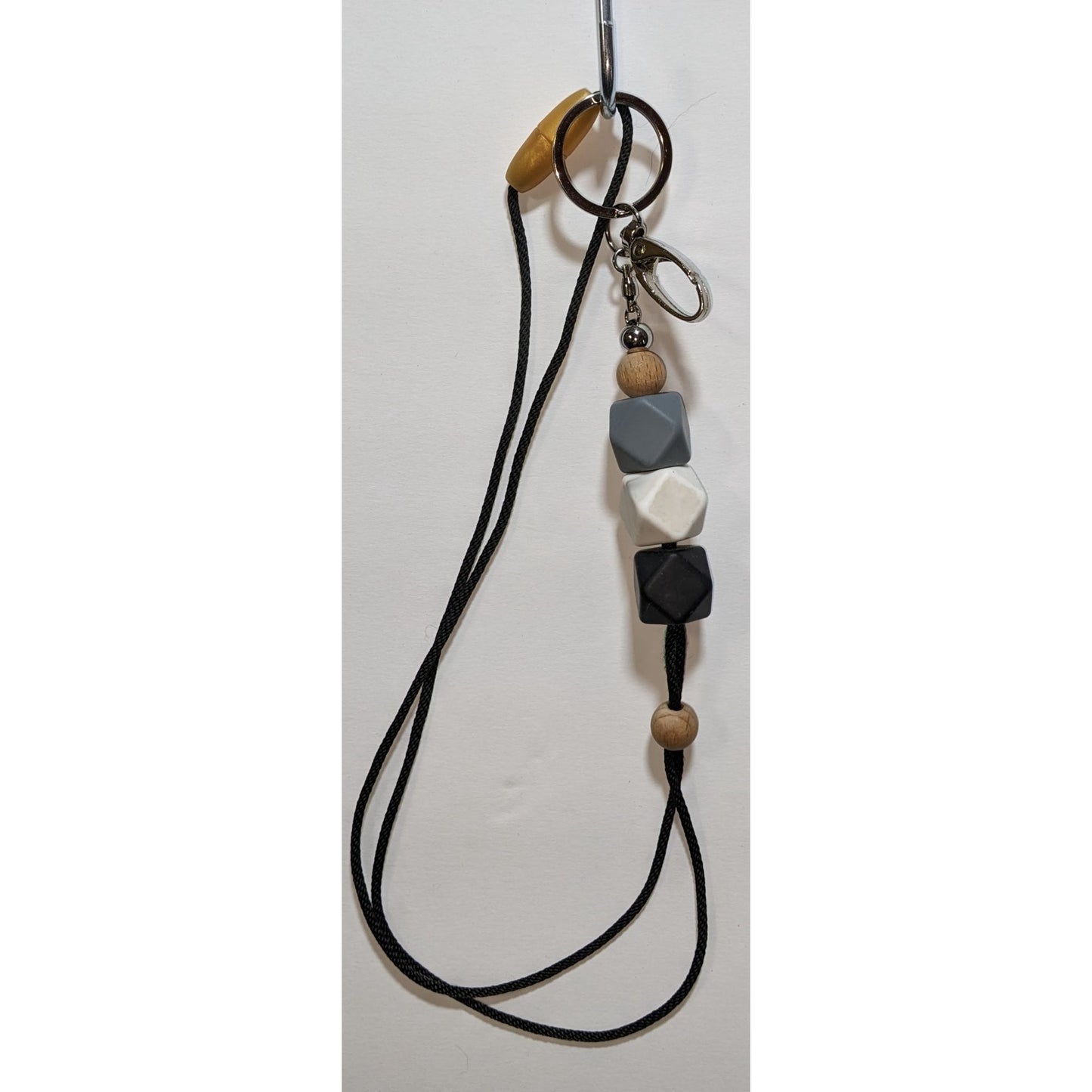 Silicone Bead Fidget Lanyard With Black Cord