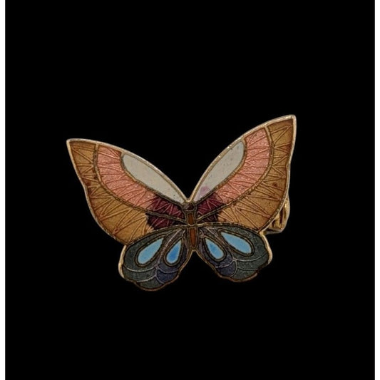 Vintage Cloisonne Rainbow Butterfly Brooch