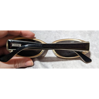 Guess GU281 Black And Shimmery Cream Oval Sunglasses