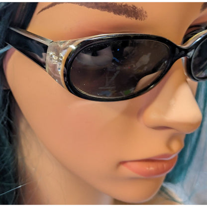 Guess GU281 Black And Shimmery Cream Oval Sunglasses