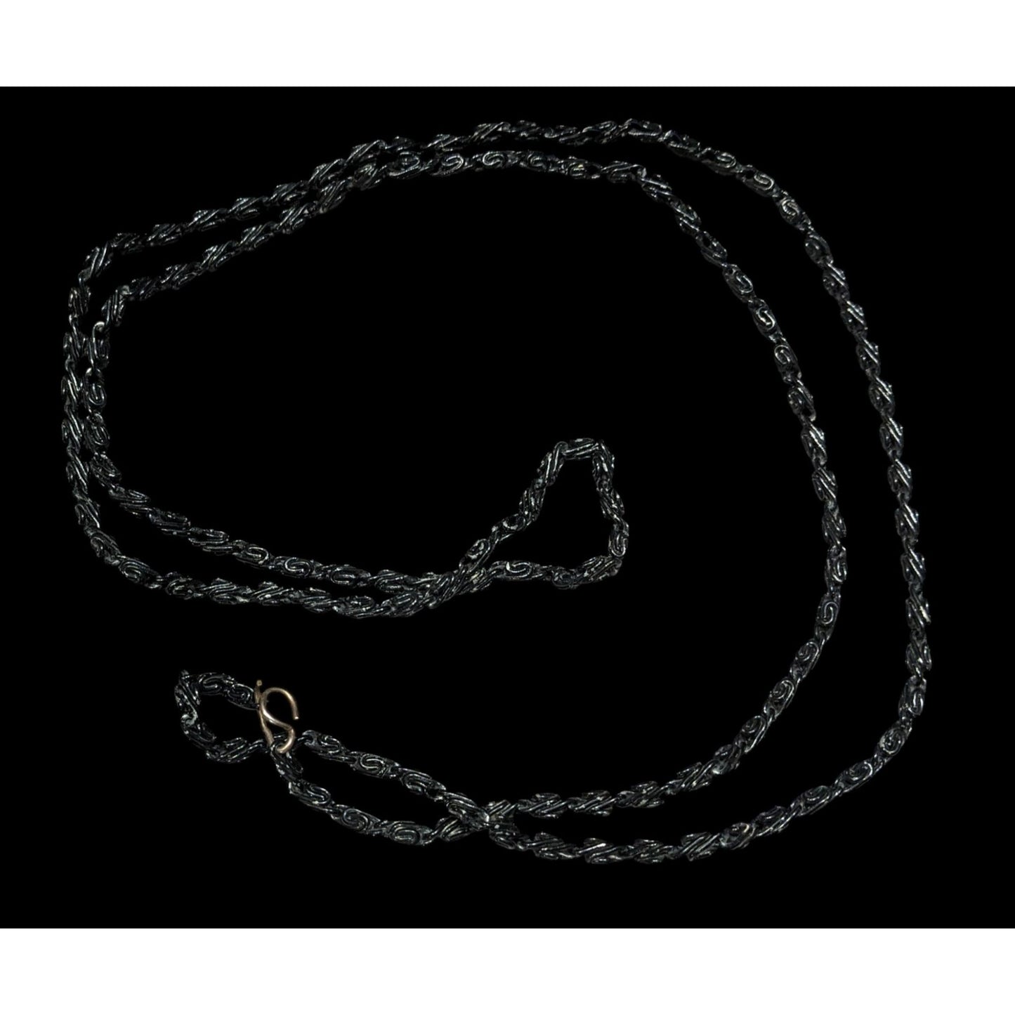 Black Twisted Link Chain Necklace With S-Hook Clasp