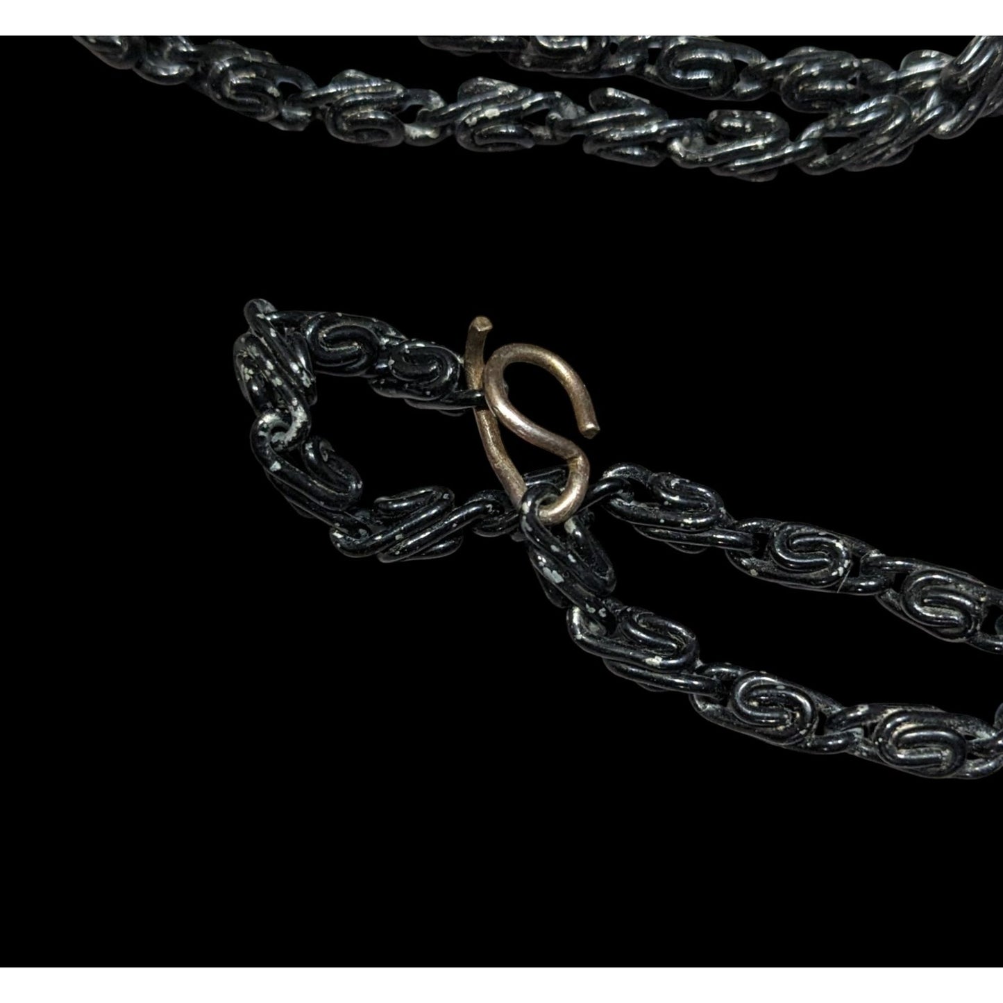 Black Twisted Link Chain Necklace With S-Hook Clasp
