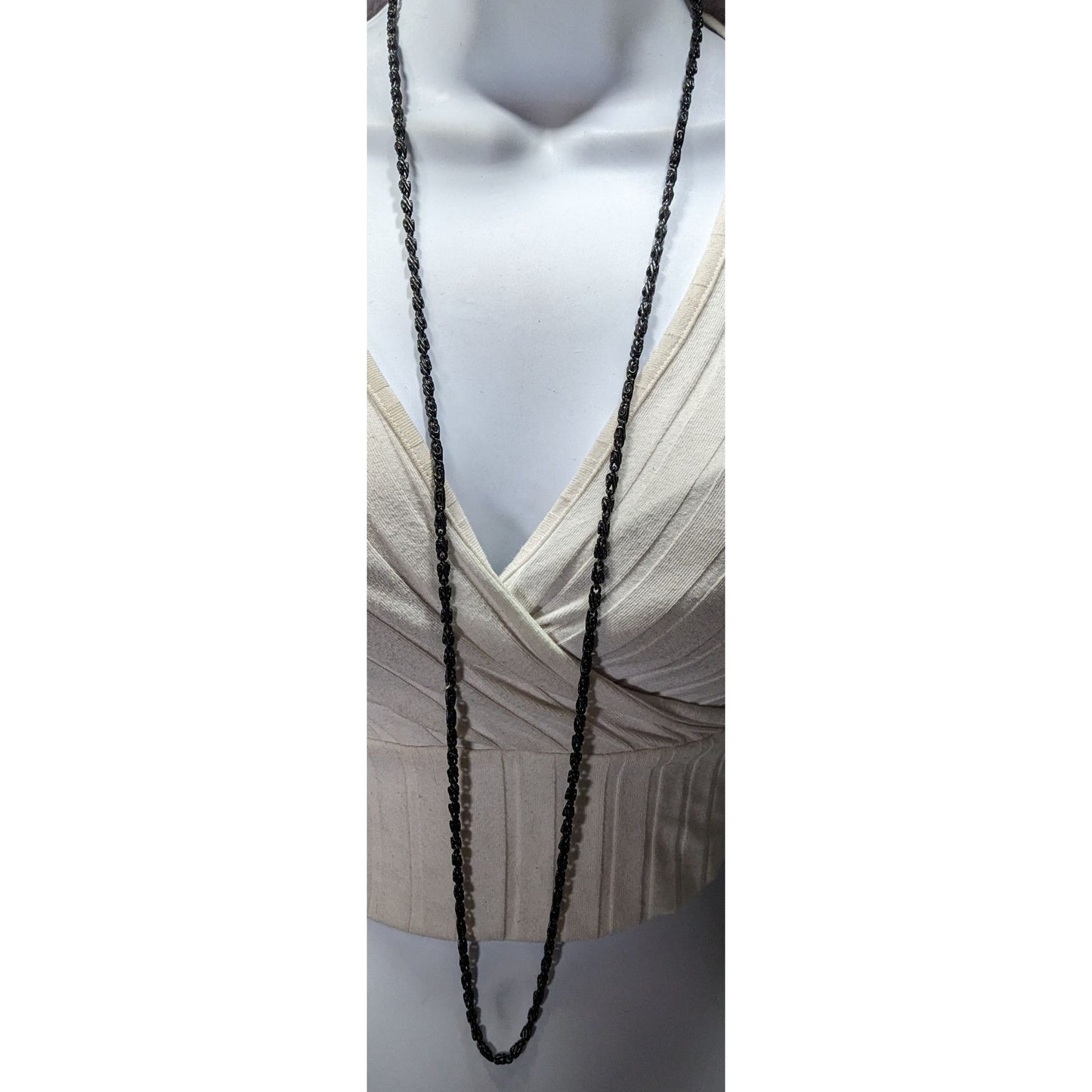 Black Twisted Link Chain Necklace With S-Hook Clasp