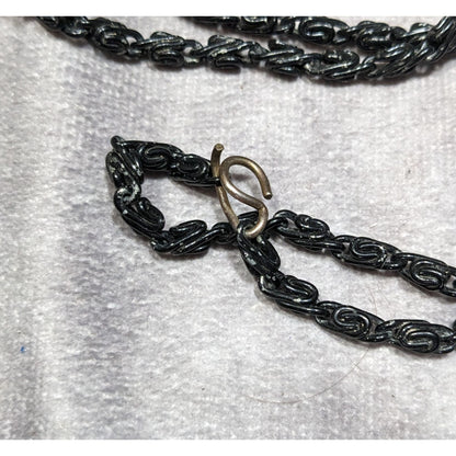 Black Twisted Link Chain Necklace With S-Hook Clasp